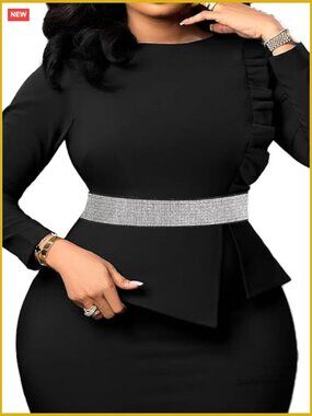 Plus Size Rhinestone Stretch Waist Belt for Dresses